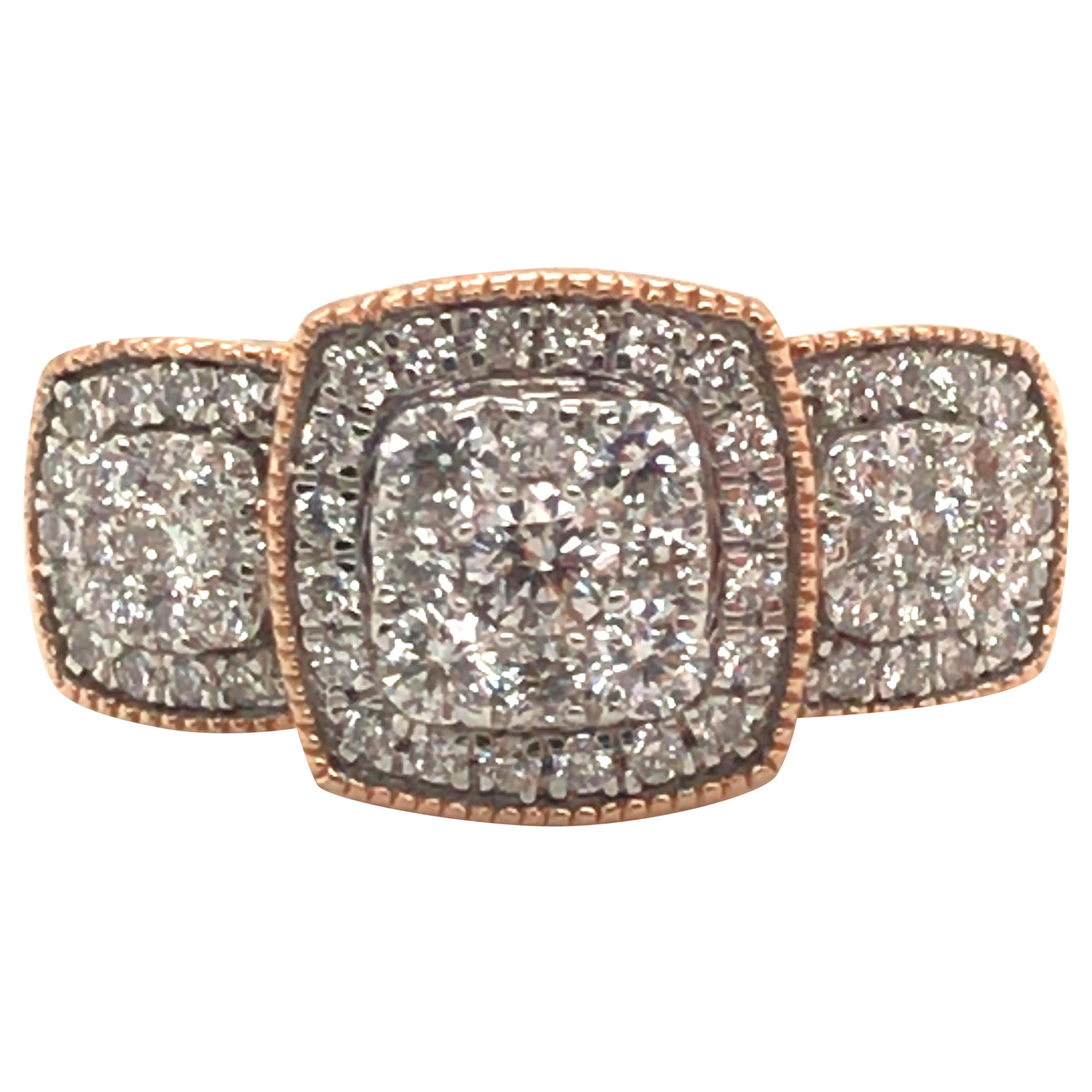 Bridal Diamond Ring with 14 Karat Rose Gold For Sale