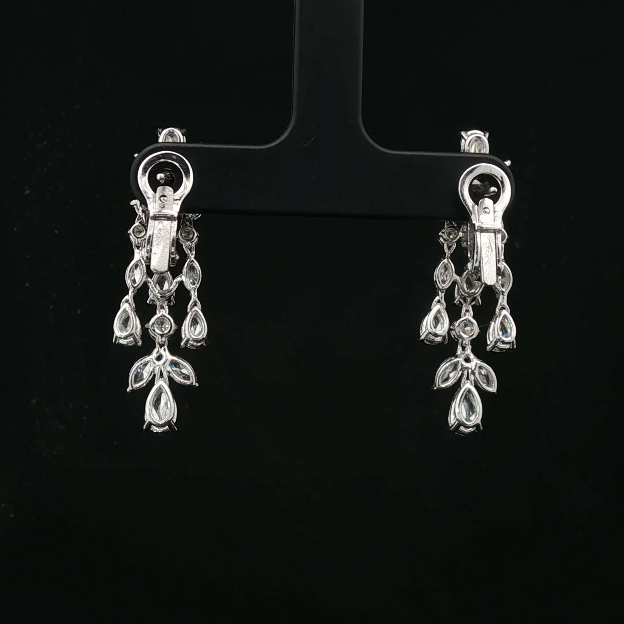 Pendientes de Novia - Oro Blanco 18K con Diamante Solitario Redondo, Pera y Marquesa Artesano en venta