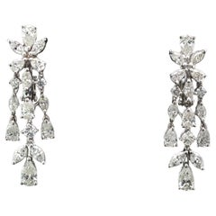 Boucles d
oreilles de mariage - or blanc 18 carats avec diamants solitaires ronds, poires et marquises