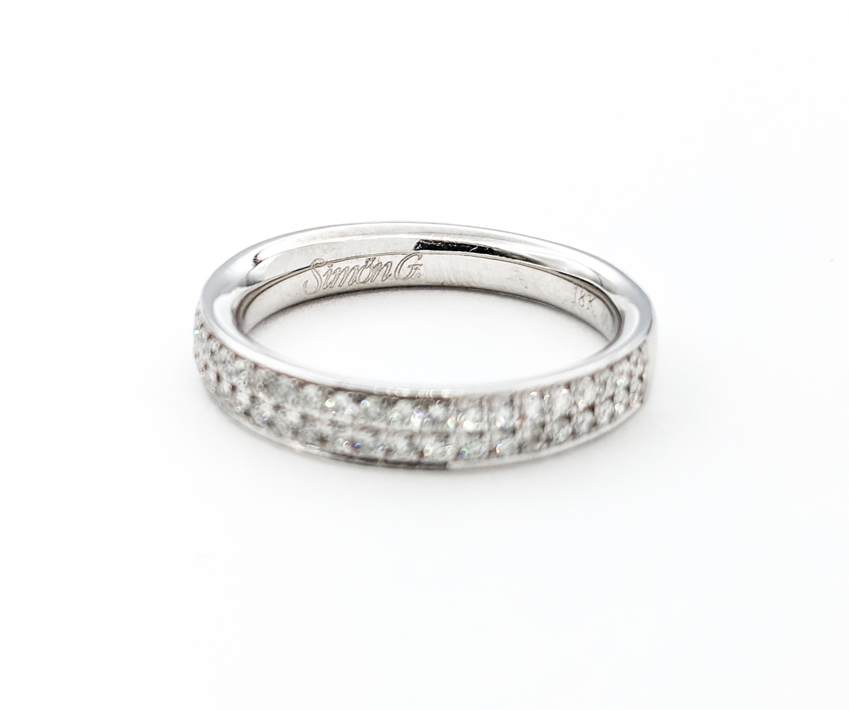 Simon G Bridal Fashion Double Row Diamond Ring In White Gold For Sale 4