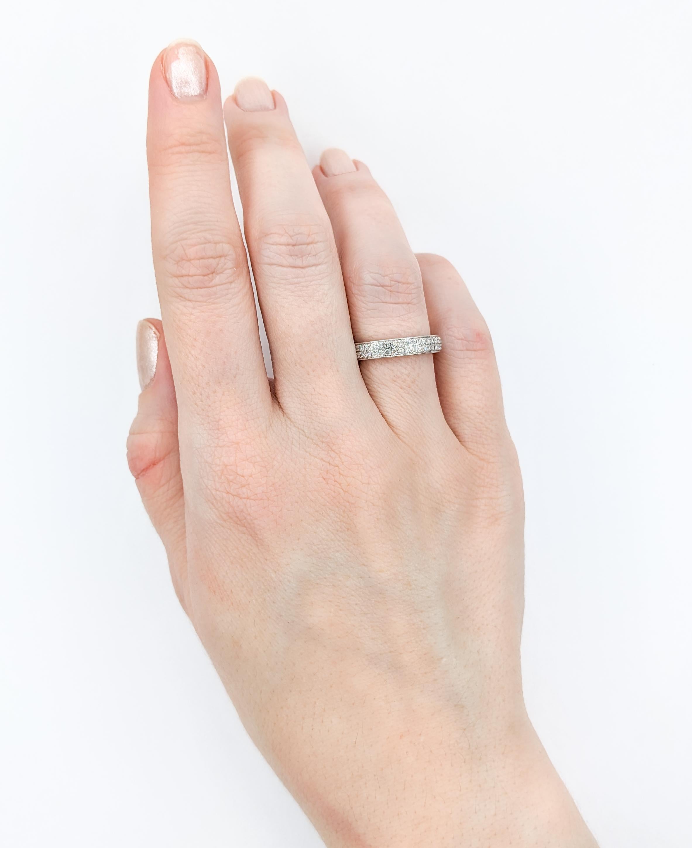 Round Cut Simon G Bridal Fashion Double Row Diamond Ring In White Gold For Sale
