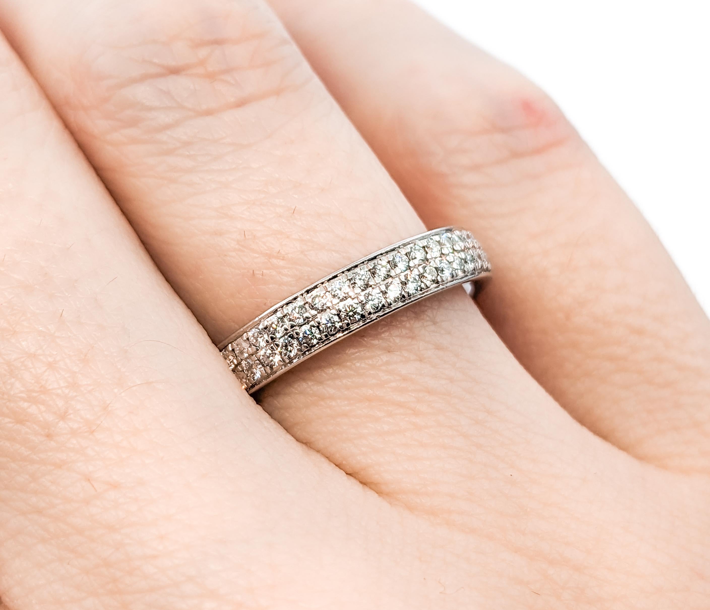 Women's Simon G Bridal Fashion Double Row Diamond Ring In White Gold For Sale