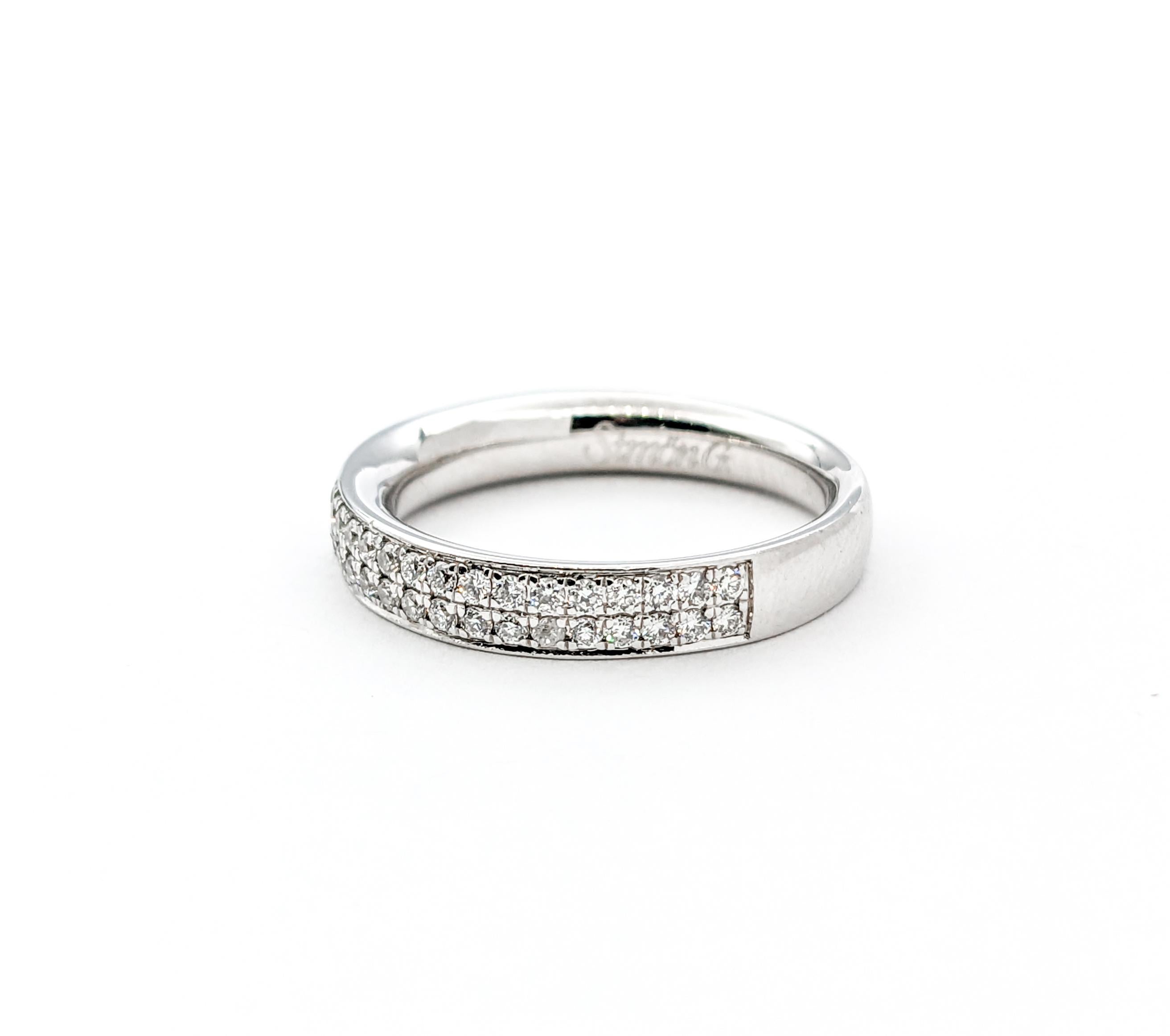 Simon G Bridal Fashion Double Row Diamond Ring In White Gold For Sale 1