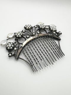 Bridal handmade hair accesory Silver and pearls