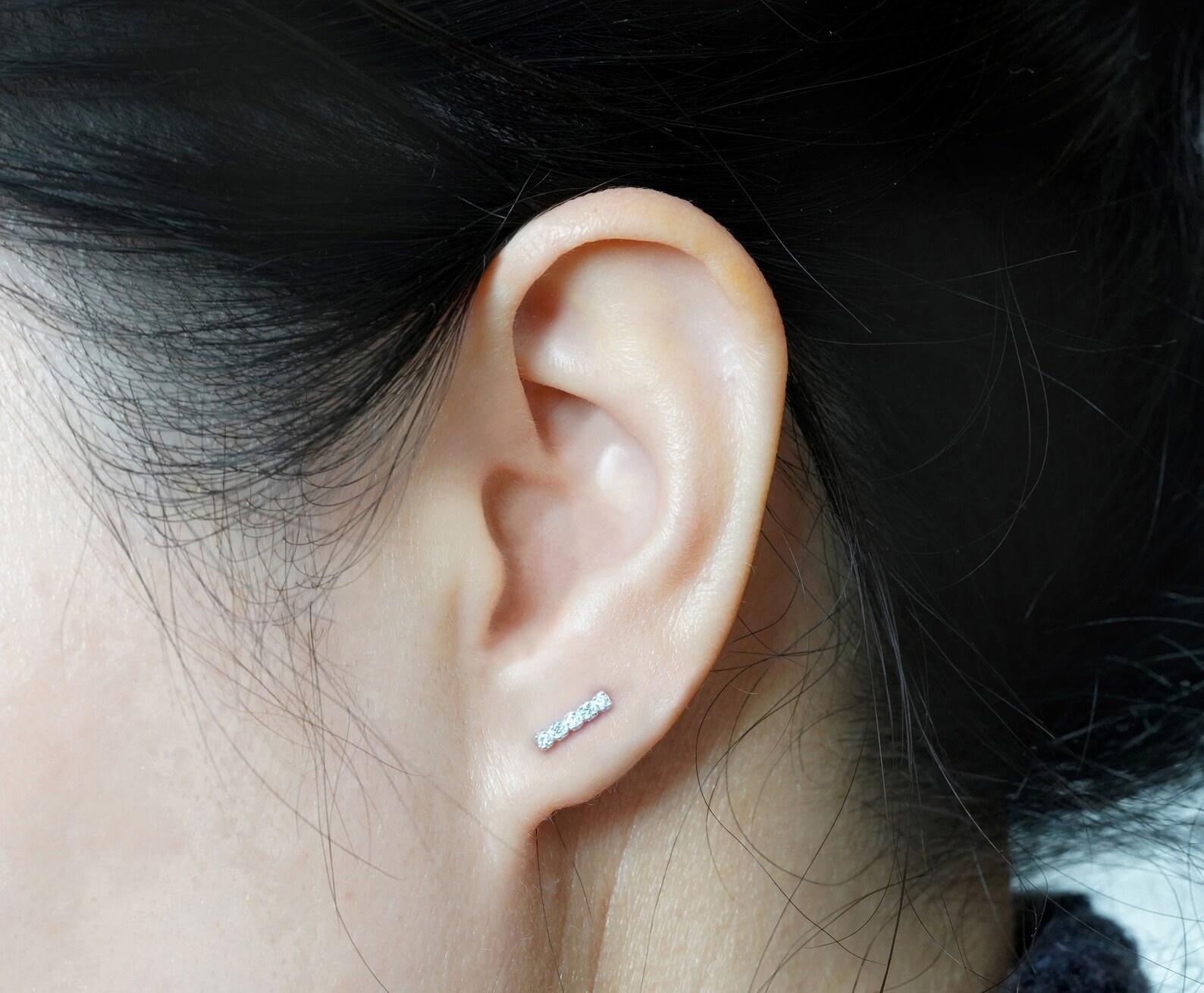 Art Déco Orecchini da sposa con moissanite in argento 925 Piccoli orecchini con moissanite a barretta