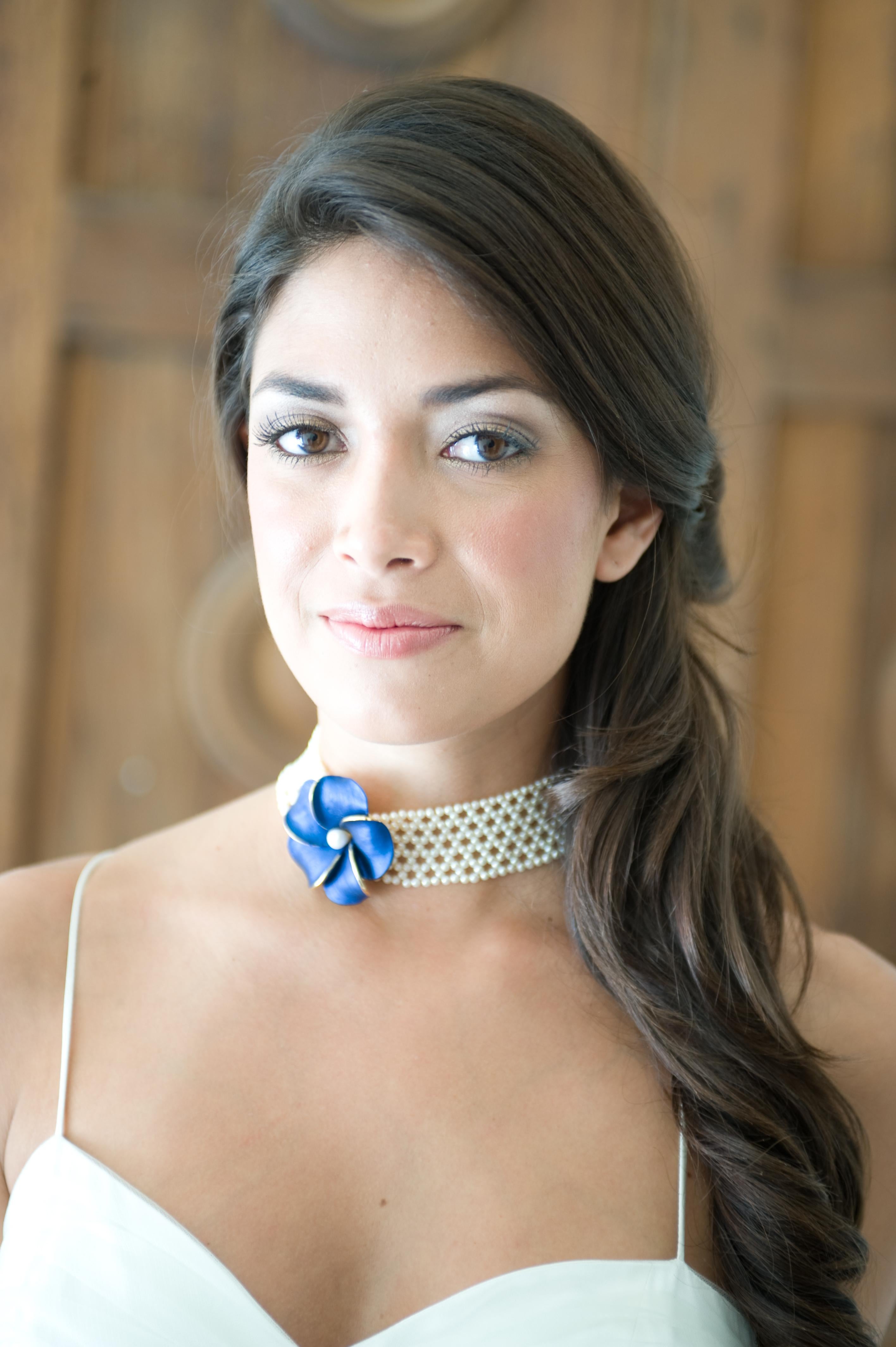 Marina J Woven Wide Pearl Choker with Rhodium plated Silver sliding clasp 2
