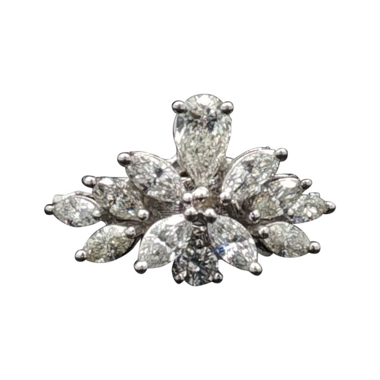 Anillo de novia - Oro blanco de 18 quilates con diamantes redondos, pera y marquesa solitarios en venta