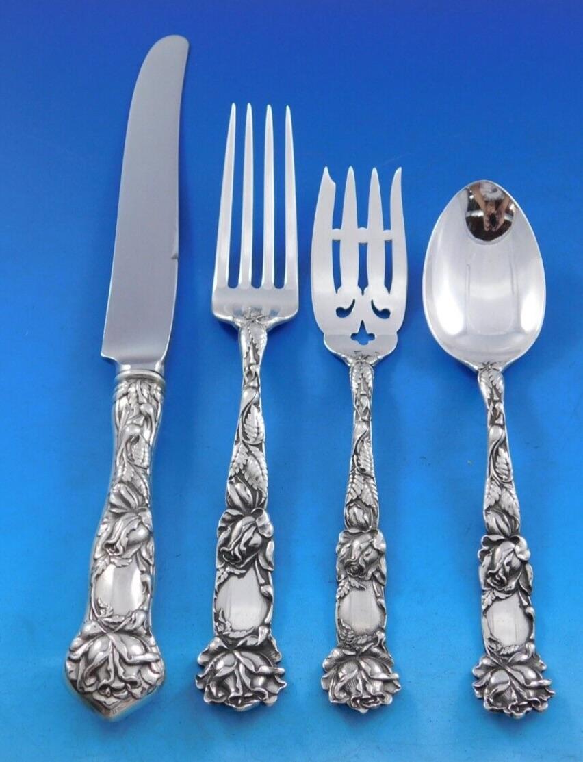 Bridal Rose by Alvin Sterling Silber Besteck Service für 12 Personen Set 122 Pieces im Angebot 6