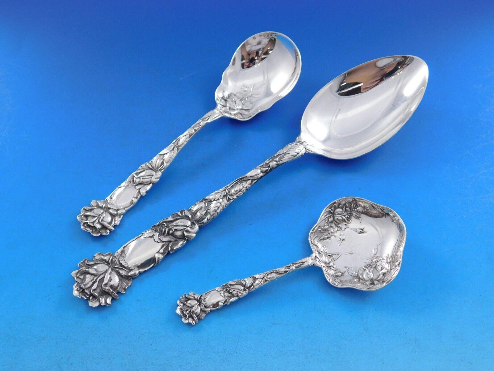 Bridal Rose by Alvin Sterling Silber Besteck Service für 12 Personen Set 122 Pieces im Angebot 1