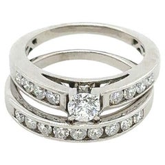 Bridal Set Engagement Ring 0.65ct + 0.35ct Wedding Ring in 18ct White Gold