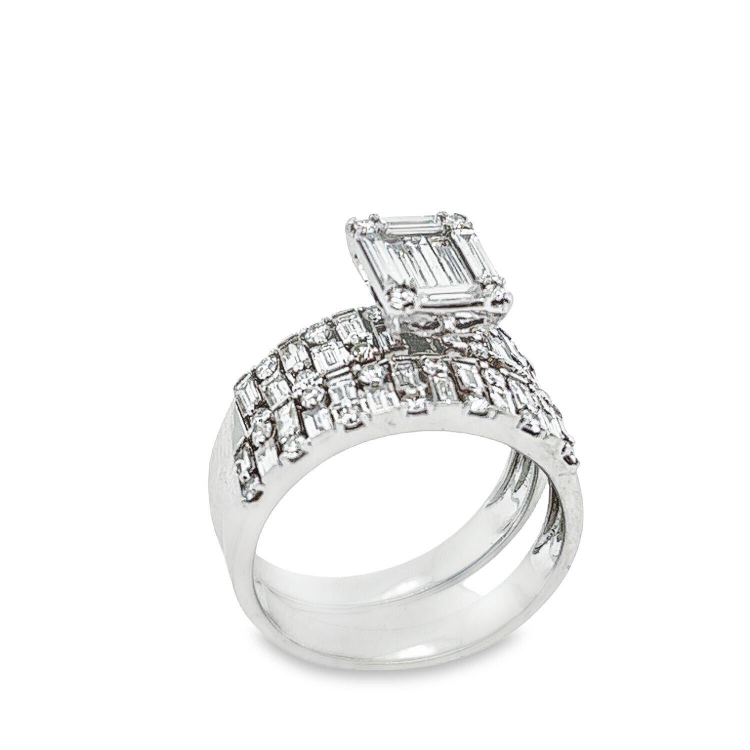 Bague de fiançailles 1ct + alliance 0.55ct en or blanc 18ct en vente 1