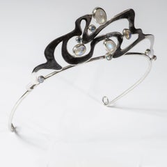 Bridal Tiara Art Nouveau Silver and Moonstone