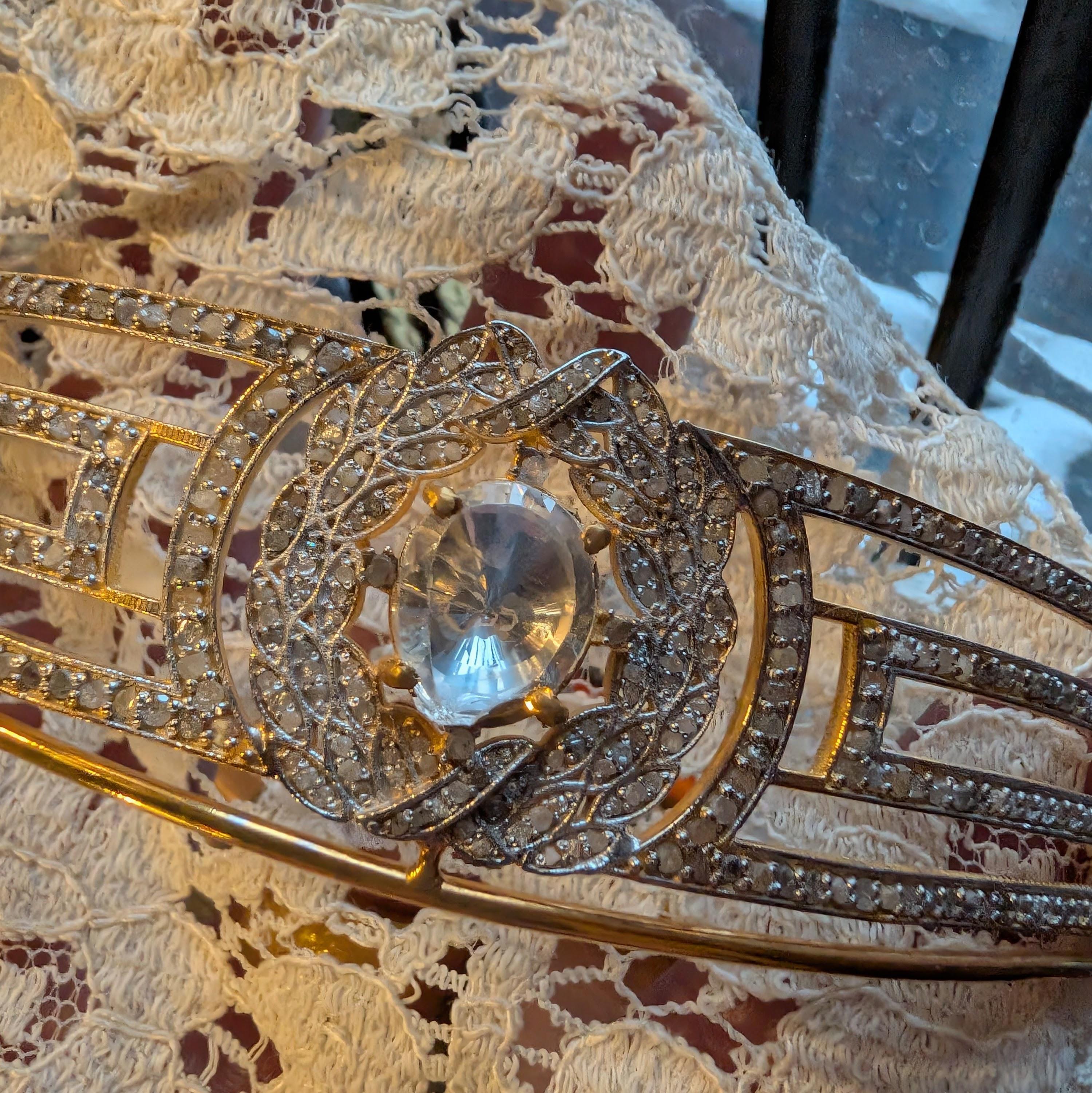 Diadème de mariage en diamants et saphirs, New en vente 6