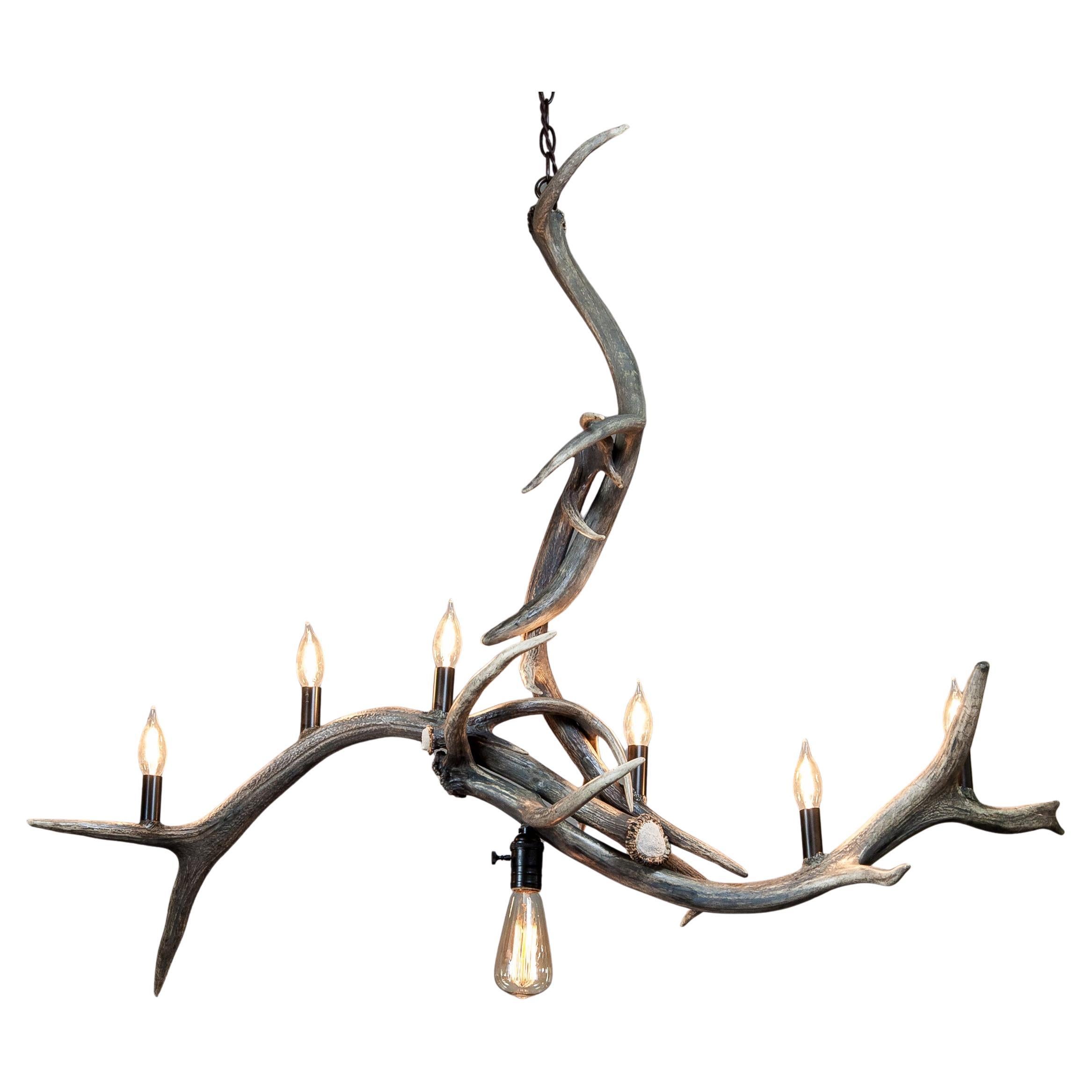 Bridal Veil Falls Elk Antler Chandelier by The Peak Antler For Sale