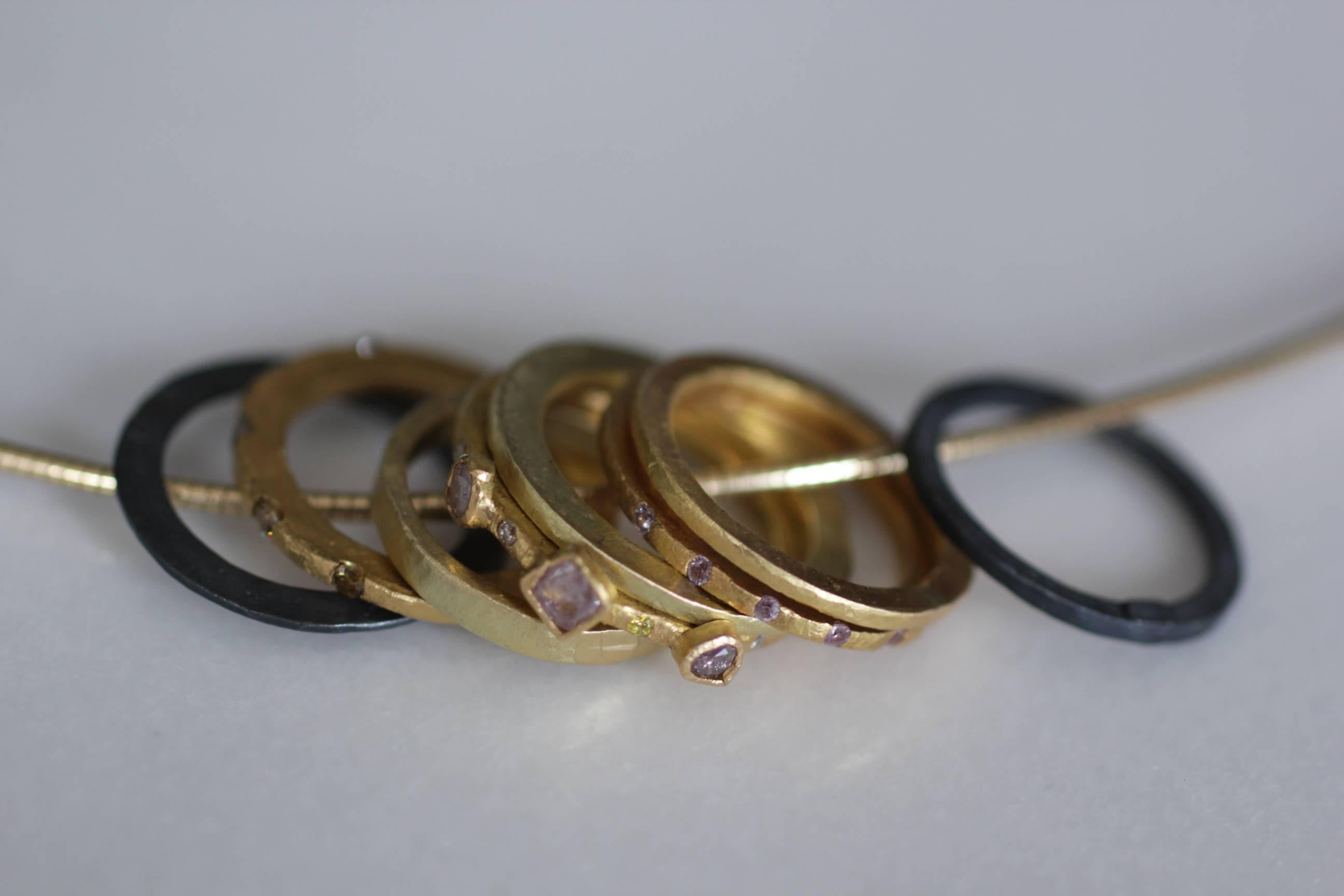 Bridal Wedding 18 Karat Gold Band Ring Stacking Contemporary Unisex Man For Sale 10