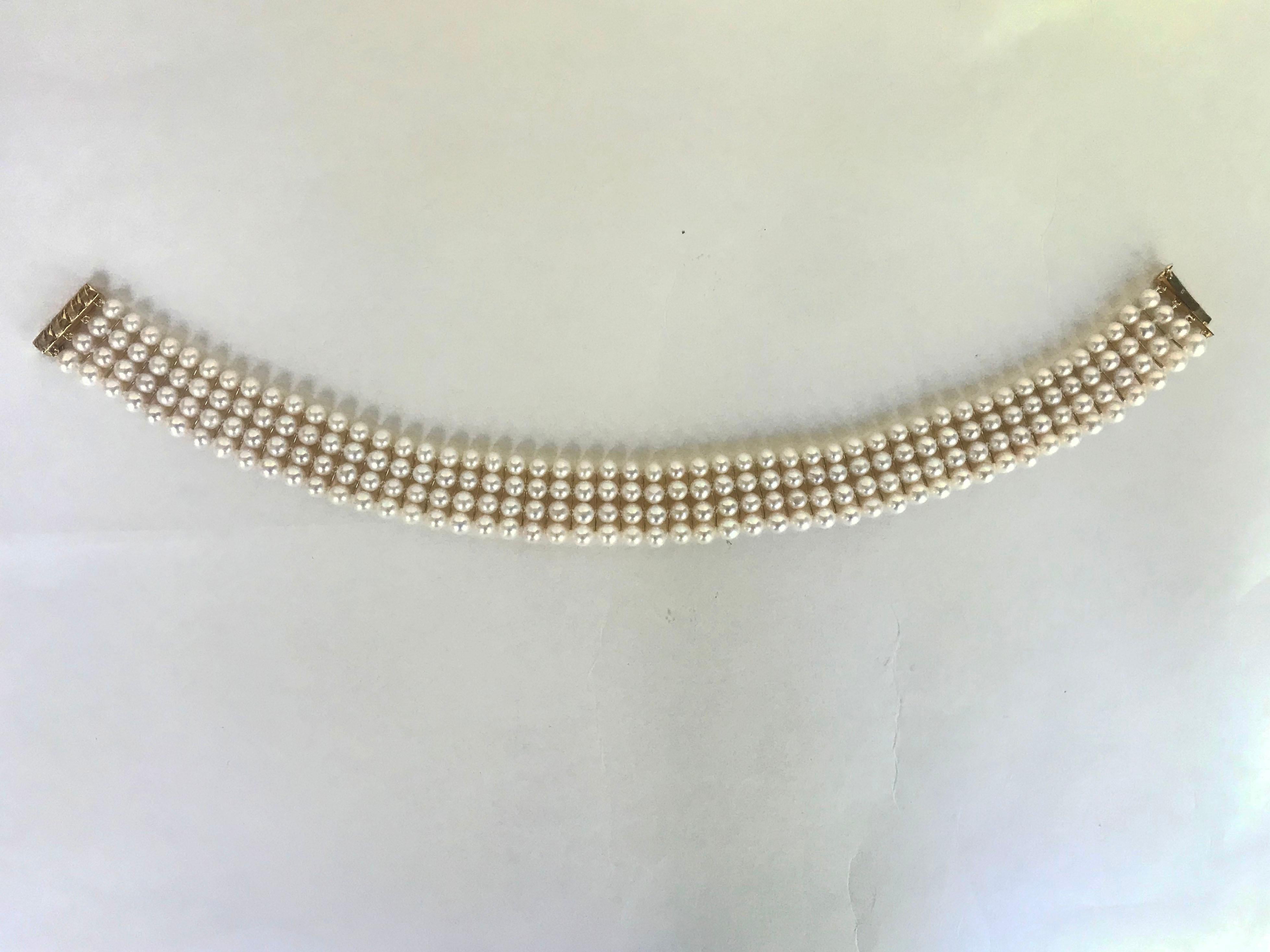 Marina J Bridal Woven White Pearl Choker with secure sliding clasp 3