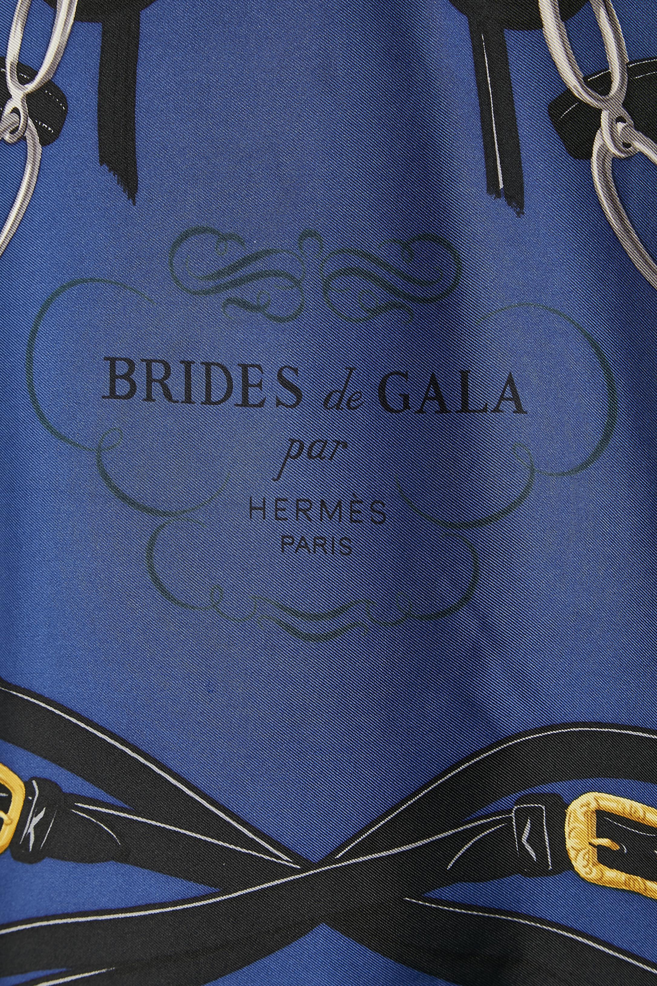 Bride de Gala Polo-shirt in printed silk and black knit Hermès  In Excellent Condition In Saint-Ouen-Sur-Seine, FR