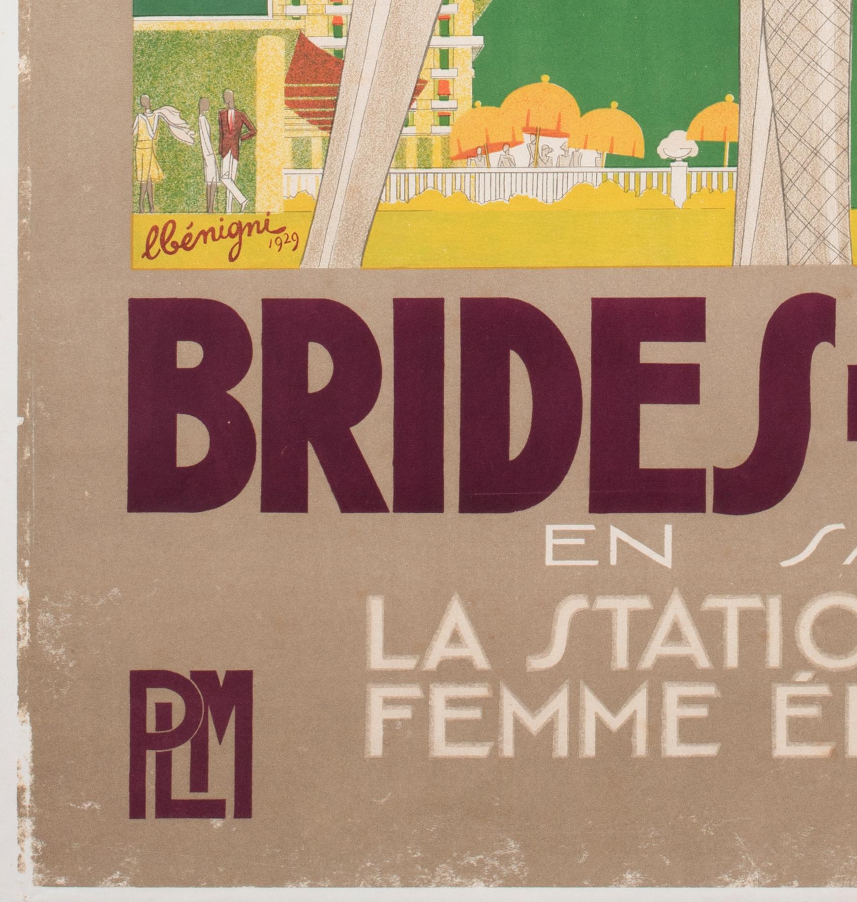 Brides les Bains 1929 French Railway Travel Advertising Poster, Leon Benigni For Sale 2