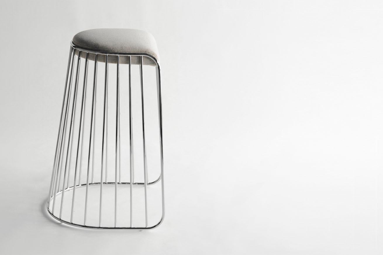 Américain Tabouret de bar en voile pour mariée avec dossier par Phase Design, chrome poli en vente