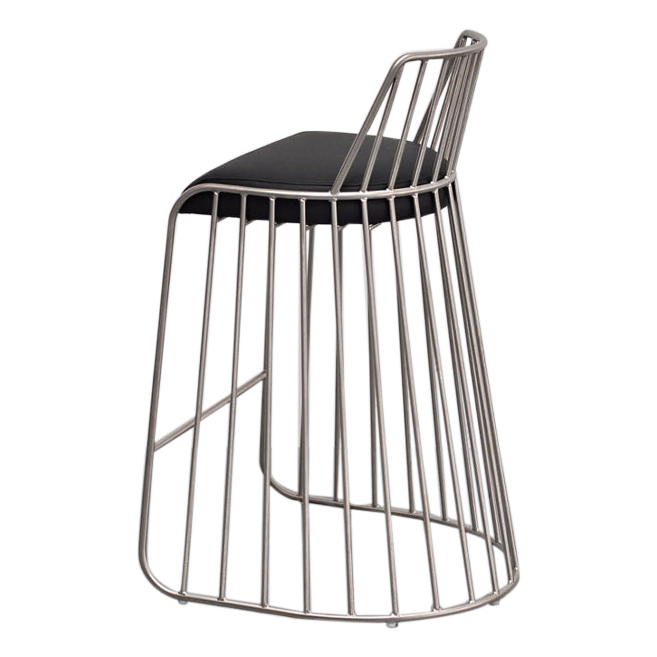 Bride's Veil Bar Stool with Back by Phase Design, Polished Chrome