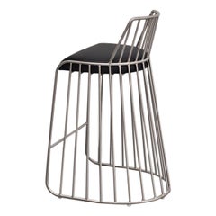Bride's Veil Bar Stool with Back by Phase Design, Polished Chrome