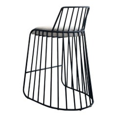 Bride's Veil Bar Stool with Back by Phase Design, Powder Coat 'Black or White'
