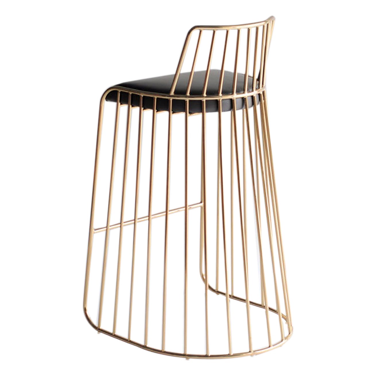 Bride's Veil Bar Stool with Back by Phase Design, Smoked Brass For Sale