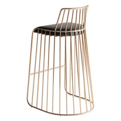 Taburete con respaldo Velo de novia de Phase Design, Latón ahumado