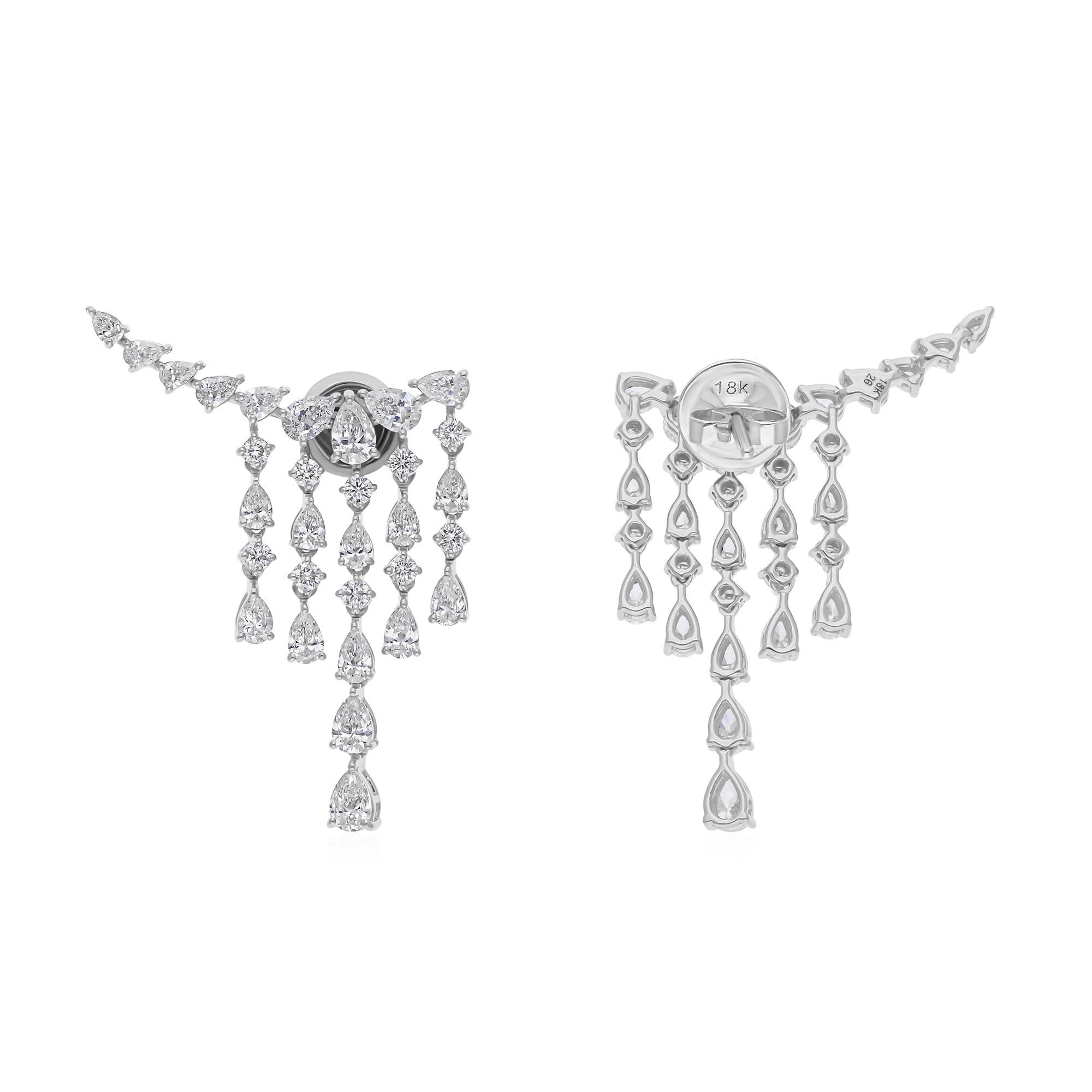 Taglio misto Orecchini a goccia da damigella d'onore in oro bianco 14 carati con diamante naturale da 3,95 carati in vendita