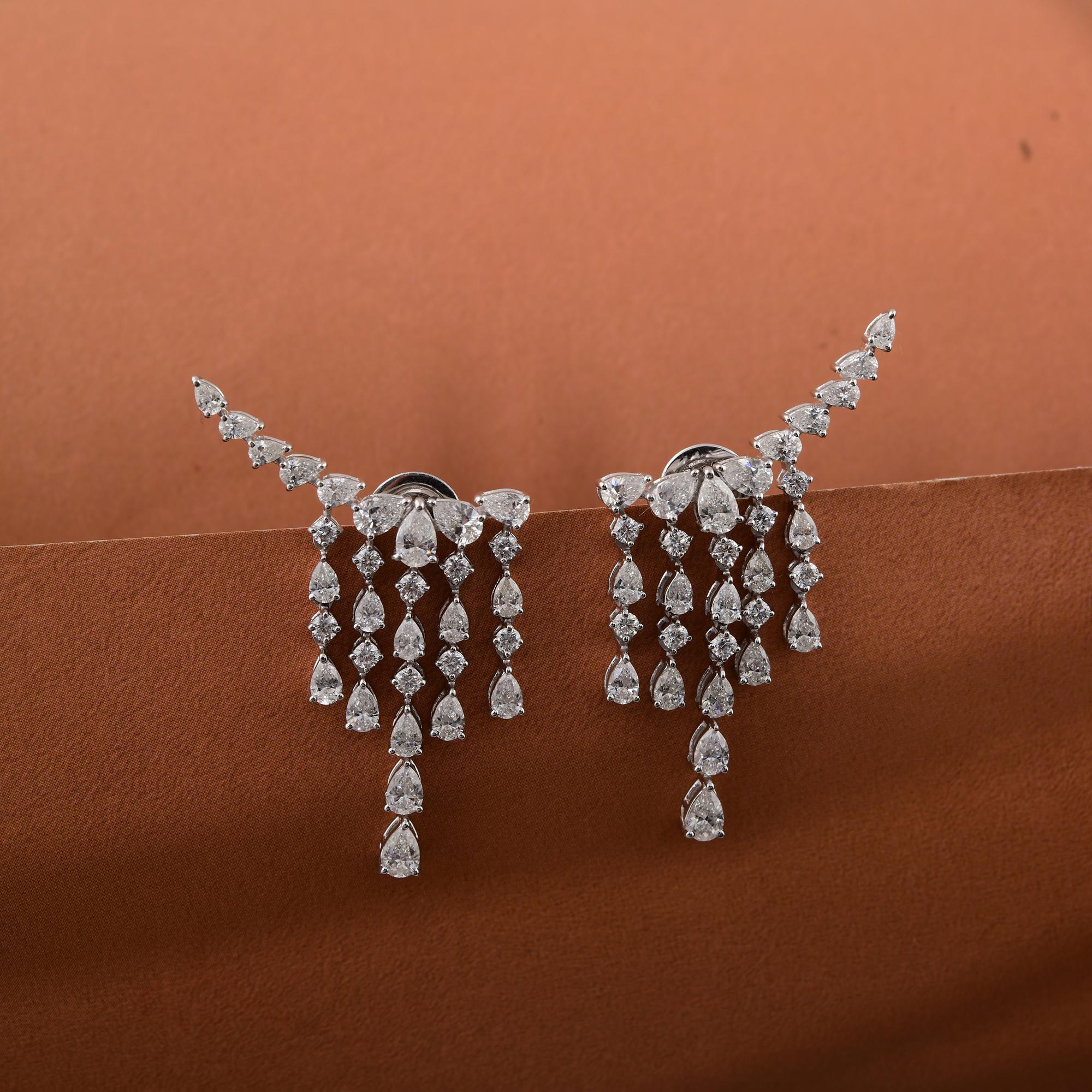 Donna Orecchini a goccia da damigella d'onore in oro bianco 14 carati con diamante naturale da 3,95 carati in vendita