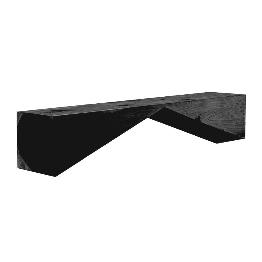 Modern Bridge, 47 Inches Black Cedar Bench, Designed by C.R.& S., Made in Italy For Sale