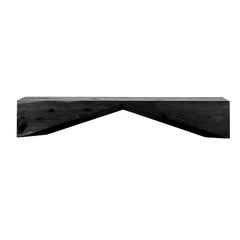 Bridge, 94 Inches Black Cedar Bench, Designed by C.R.& S., Made in Italy