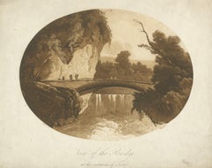Bridge and Waterfall at Tivoli, Italy — Grand Tour Engraving c.1800