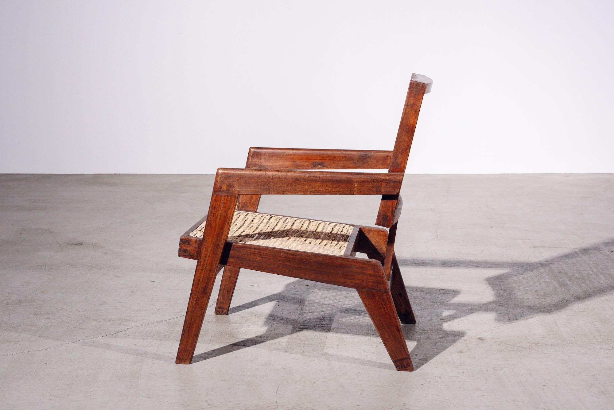 Brückensessel von Pierre Jeanneret für Chandigarh, Indien, CIRCA 1960 (Handgewebt) im Angebot