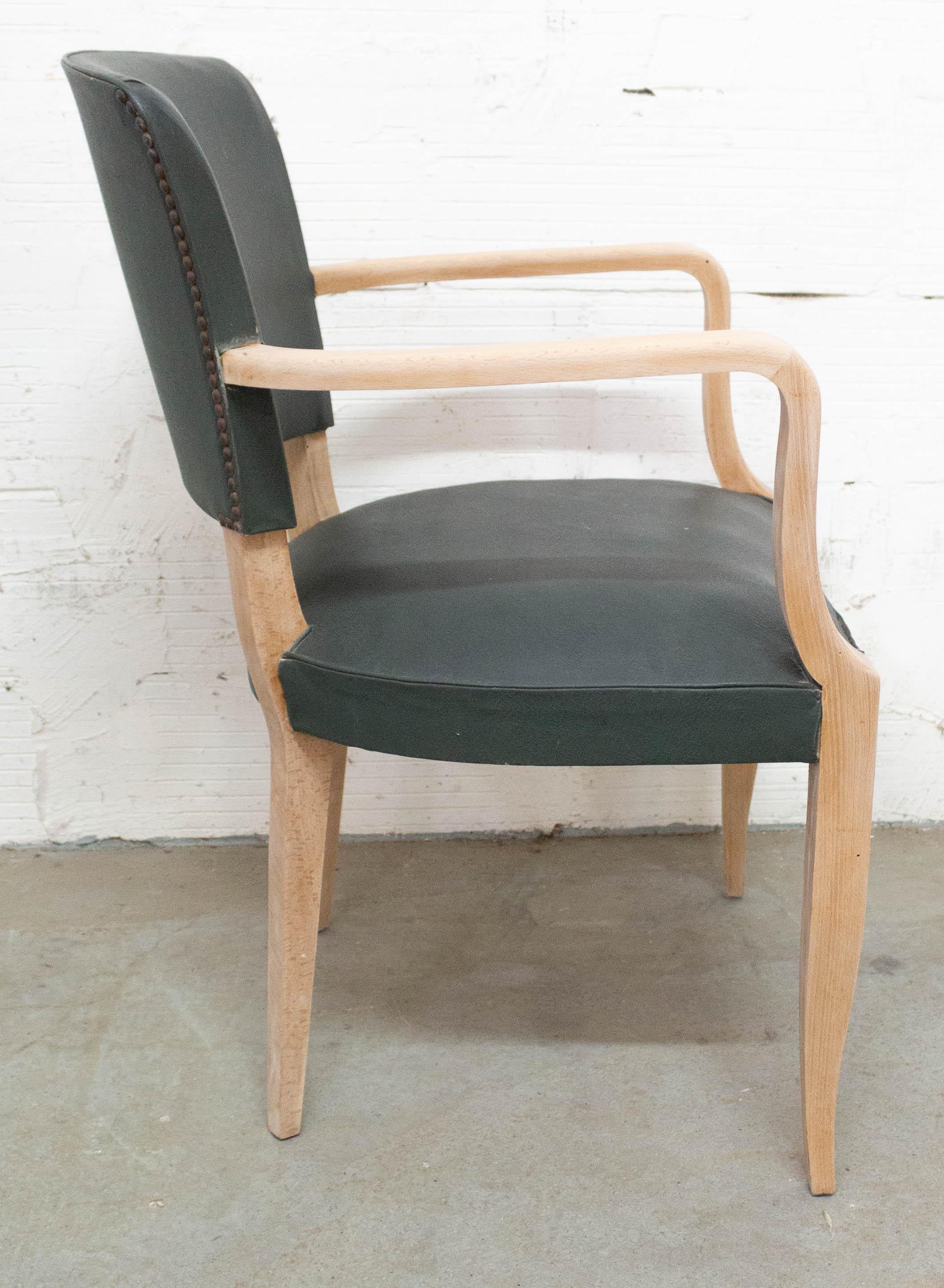 Mid-Century Modern Bridge Armchair Skai French circa 1960, to be Re-Upholstered For Sale