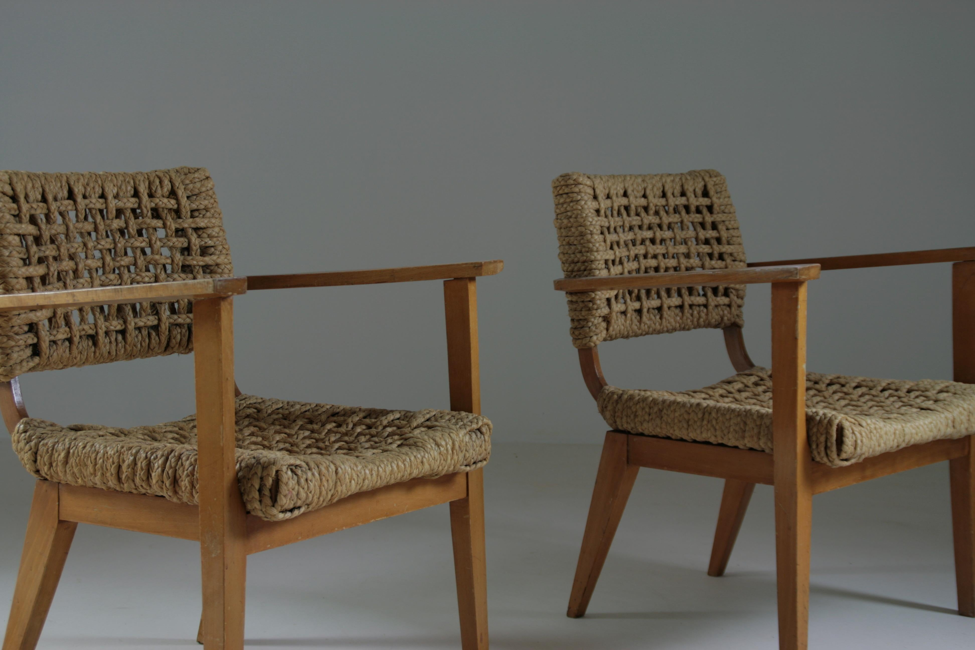 Bridge Armchairs attributed to Audoux Et Minet, France, 1950s, Set of 2 For Sale 4