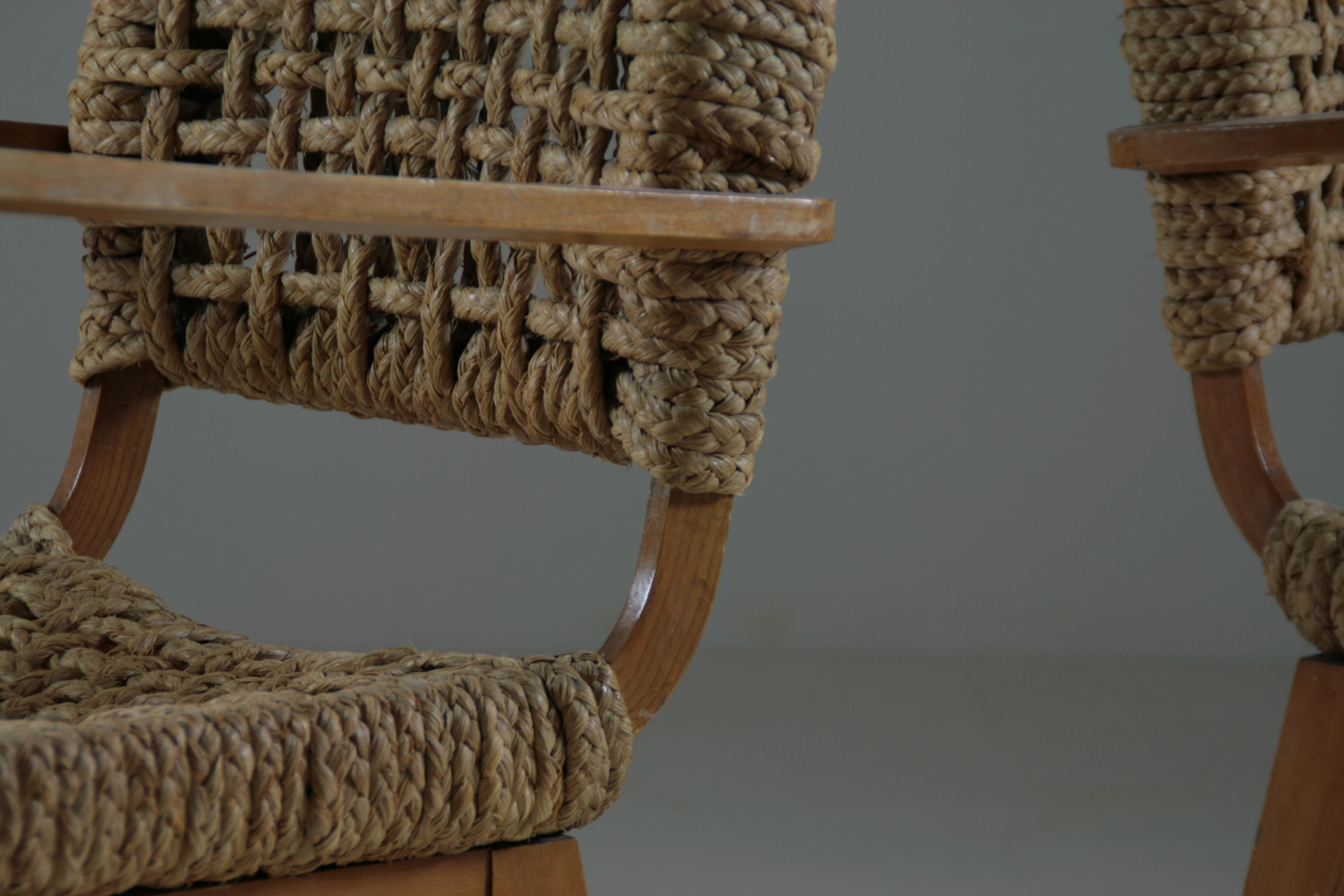 Bridge Armchairs attributed to Audoux Et Minet, France, 1950s, Set of 2 For Sale 6