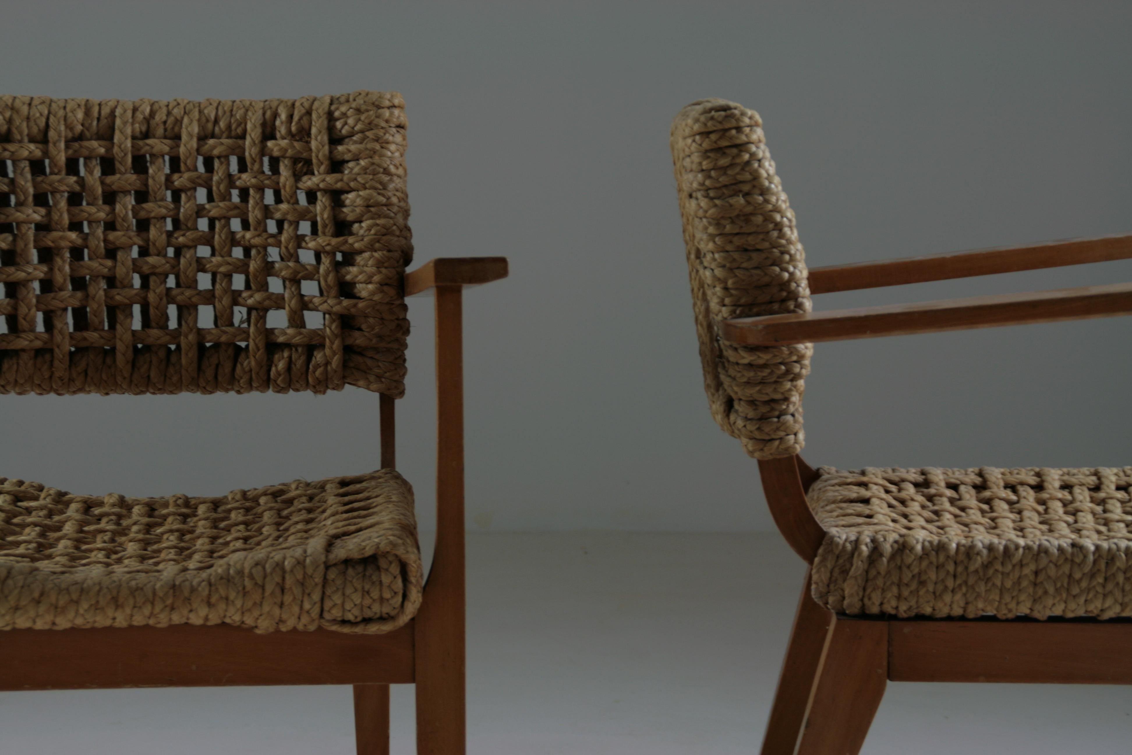 Bridge Armchairs attributed to Audoux Et Minet, France, 1950s, Set of 2 For Sale 8