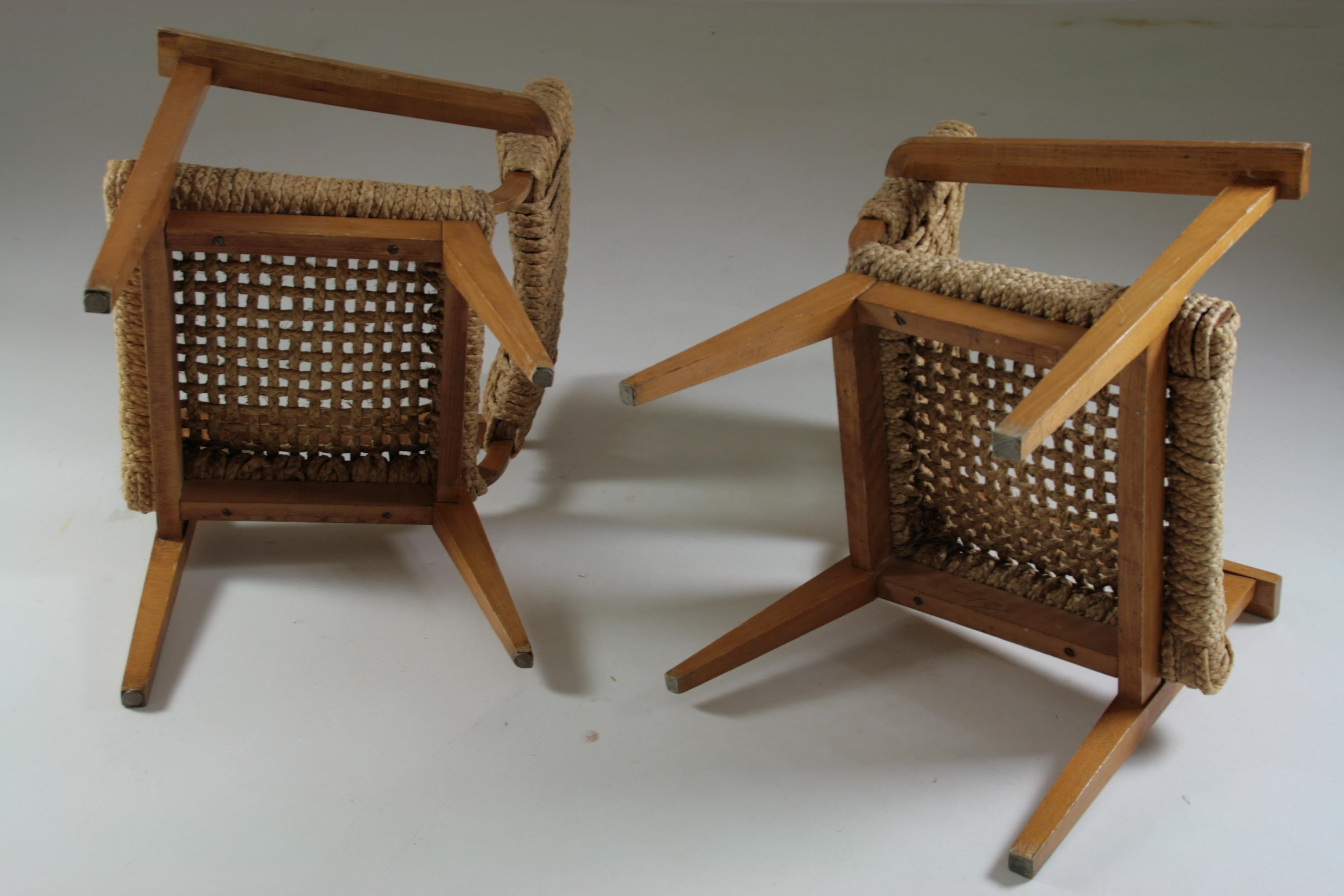 Bridge Armchairs attributed to Audoux Et Minet, France, 1950s, Set of 2 For Sale 10
