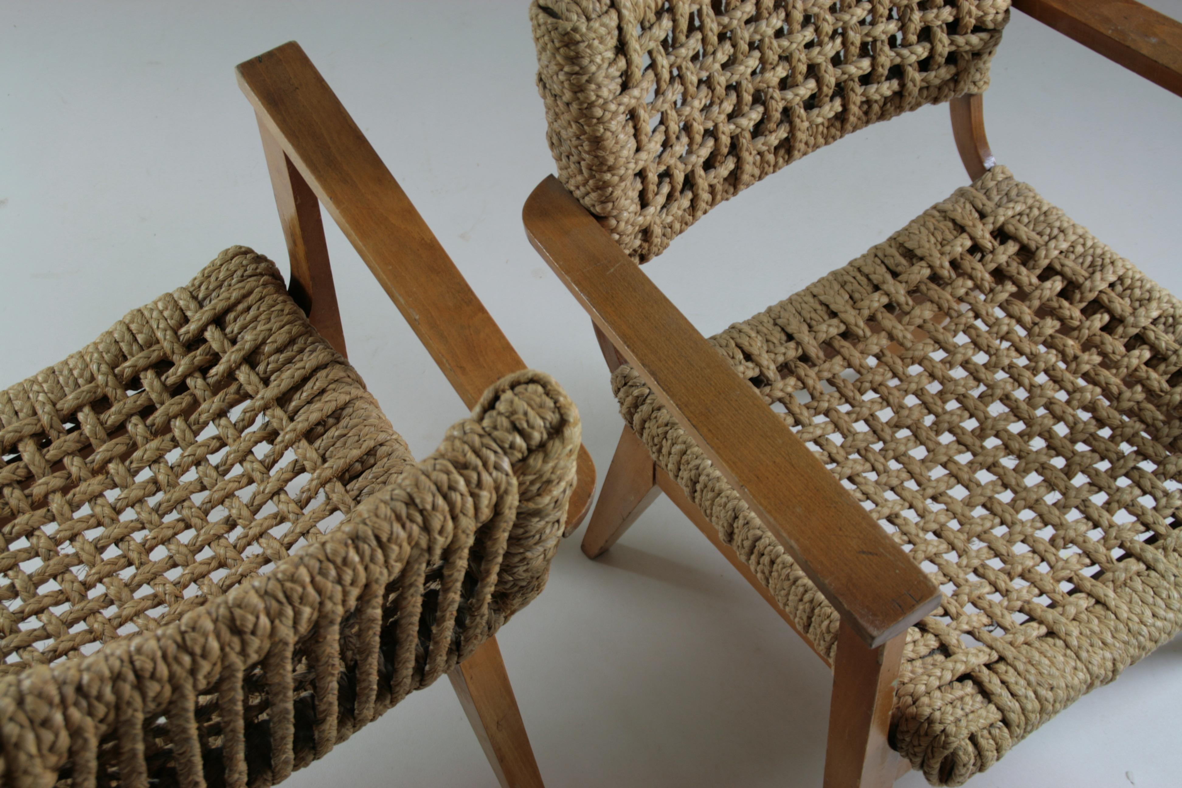 Bridge Armchairs attributed to Audoux Et Minet, France, 1950s, Set of 2 For Sale 11