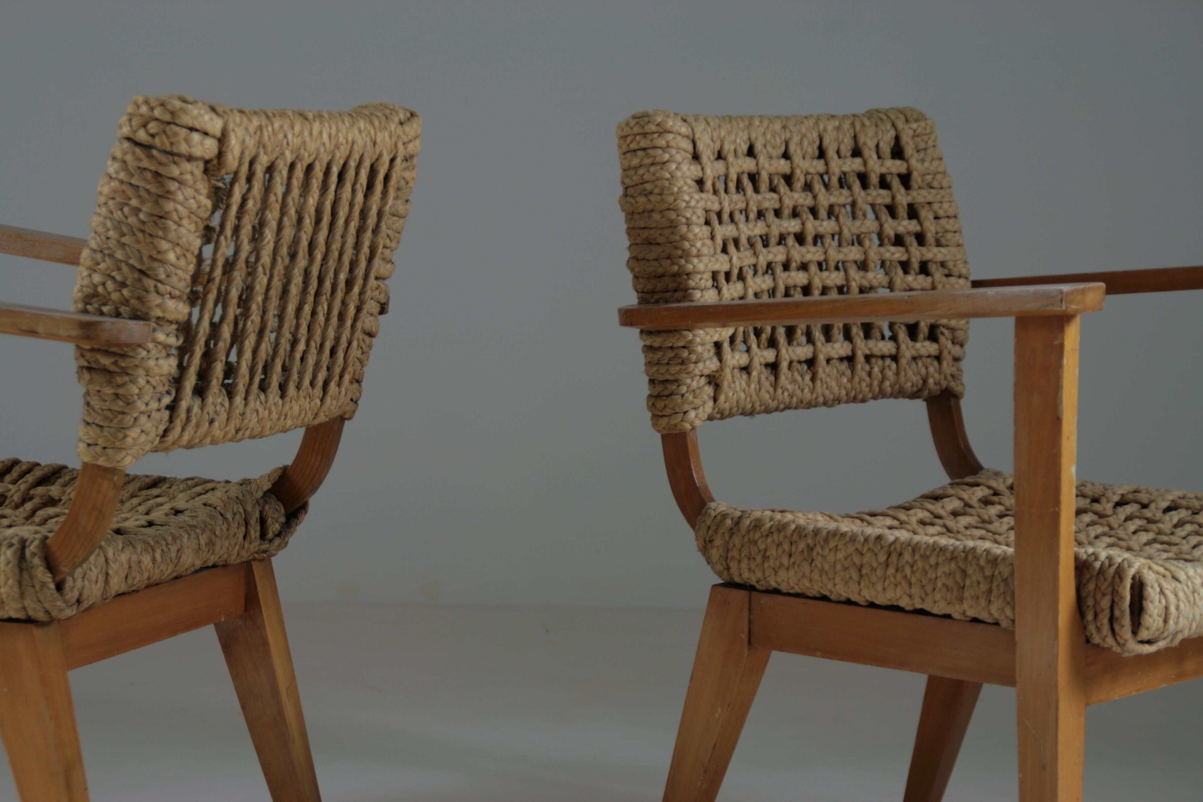 Bridge Armchairs attributed to Audoux Et Minet, France, 1950s, Set of 2 For Sale 2