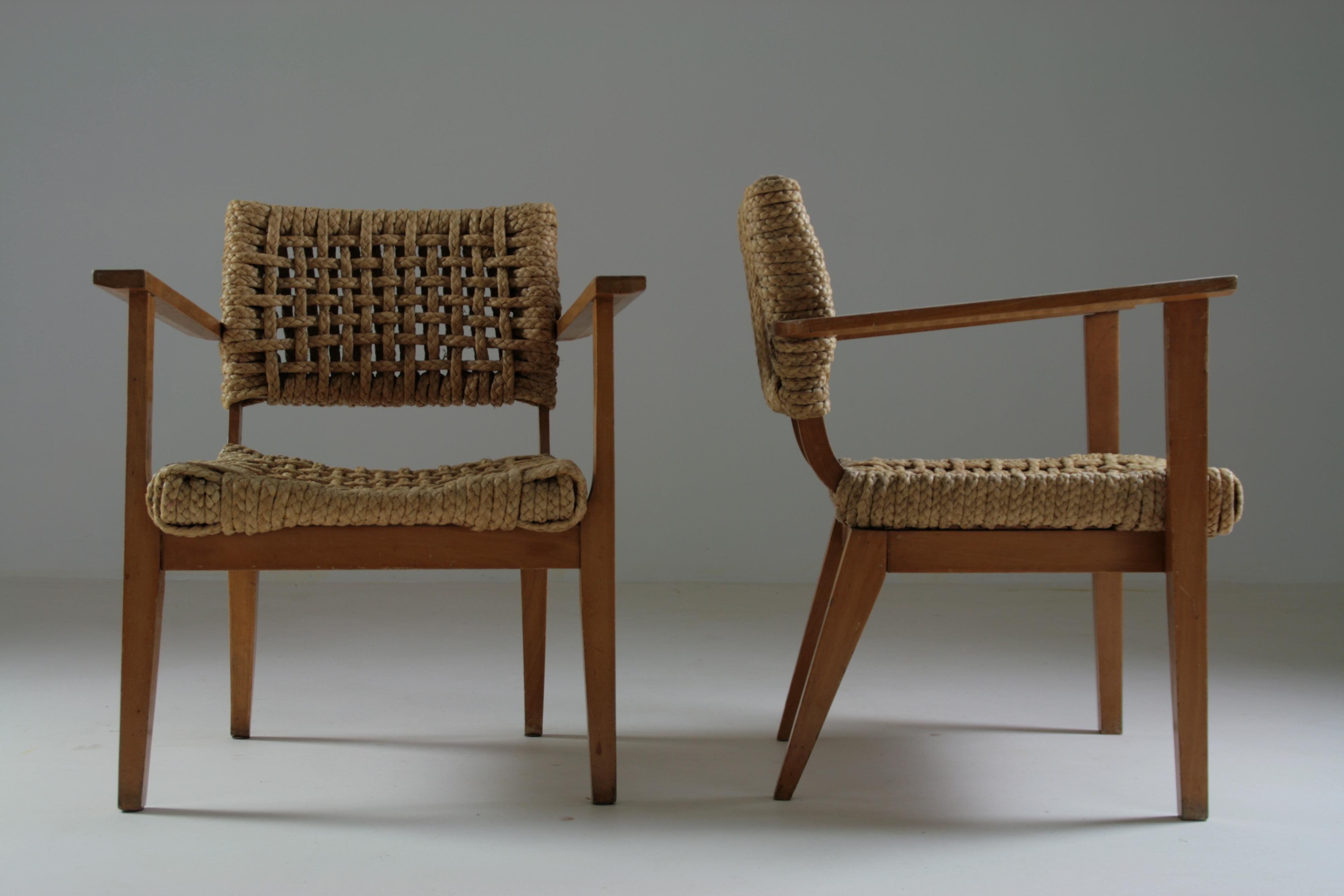 Bridge Armchairs attributed to Audoux Et Minet, France, 1950s, Set of 2 For Sale 3