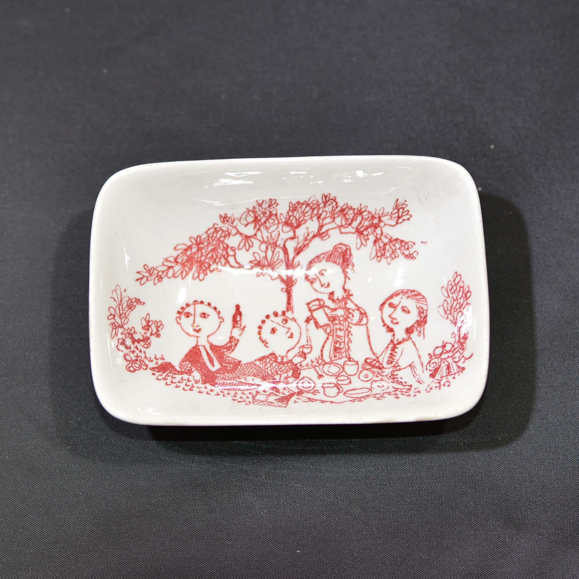 Bridge Ashtray Set by Bjørn Wiinblad for Nymolle Art Faience, Midcentury In Good Condition For Sale In Pataskala, OH
