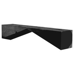 Bridge, 47 Inches Black Cedar Bench, Designed by C.R.& S., Made in Italy