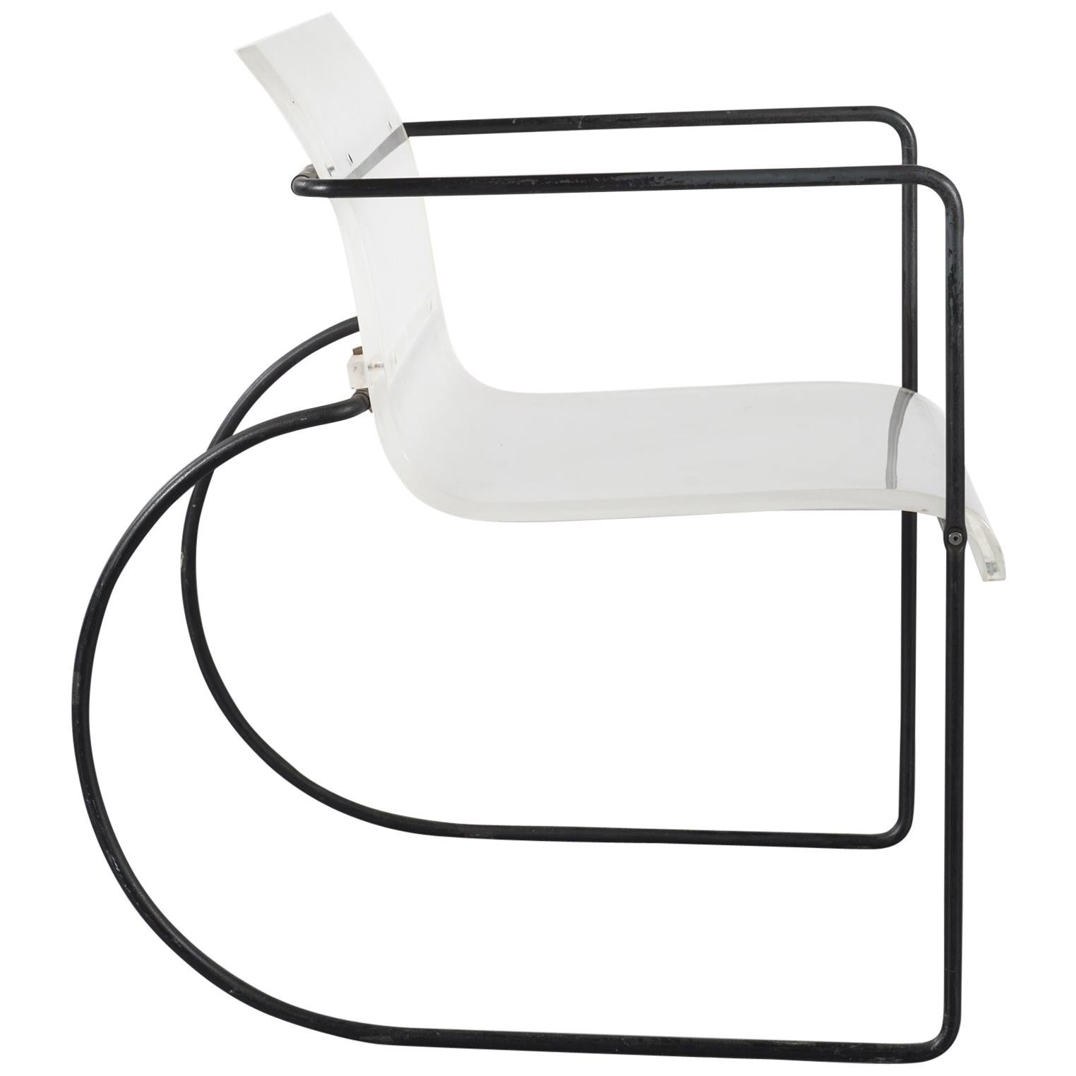 Bridge Chair In Plexiglass And Metal French Design Circa 1960
