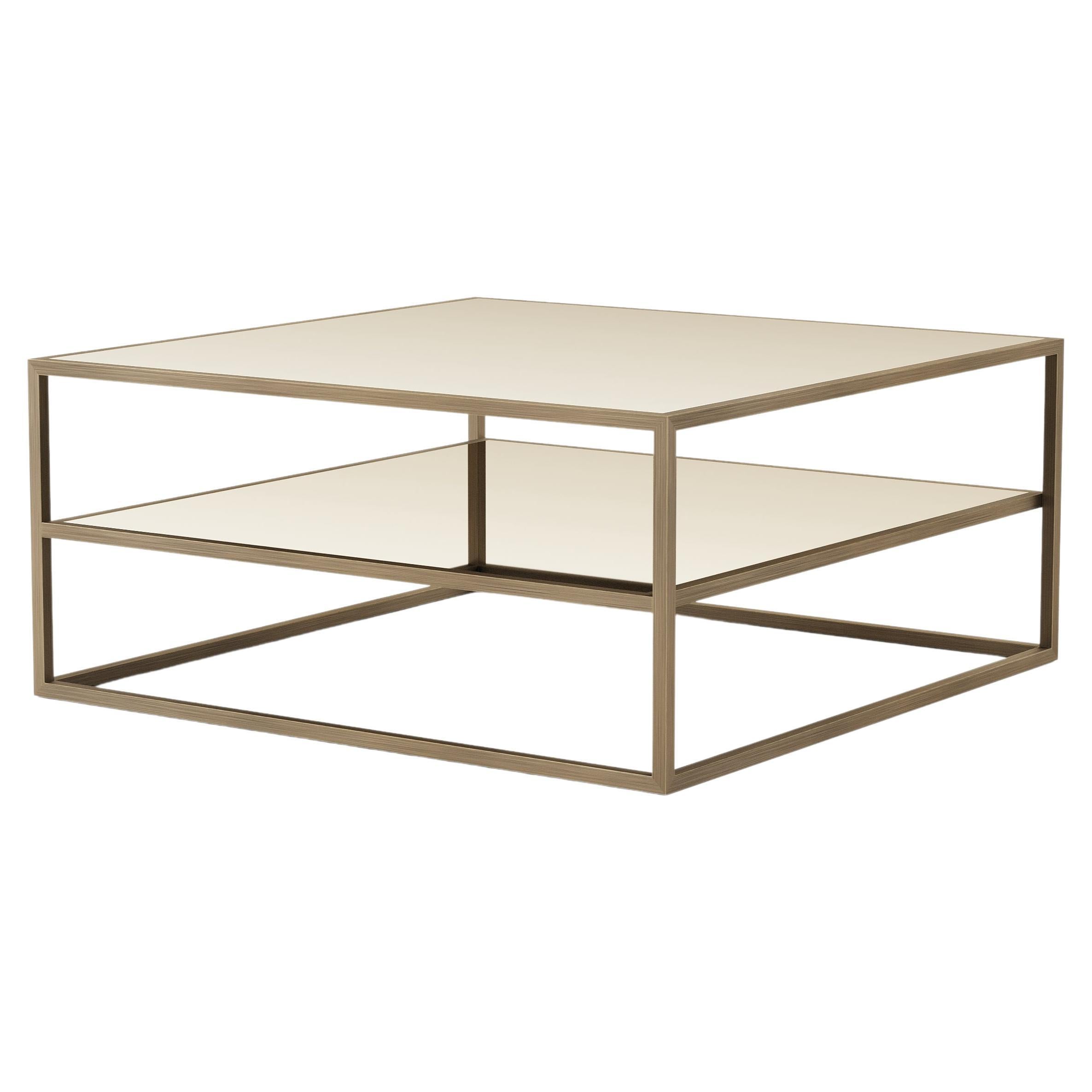 Modern style Bridge Coffee Table made with brass and glass, Handmade For Sale