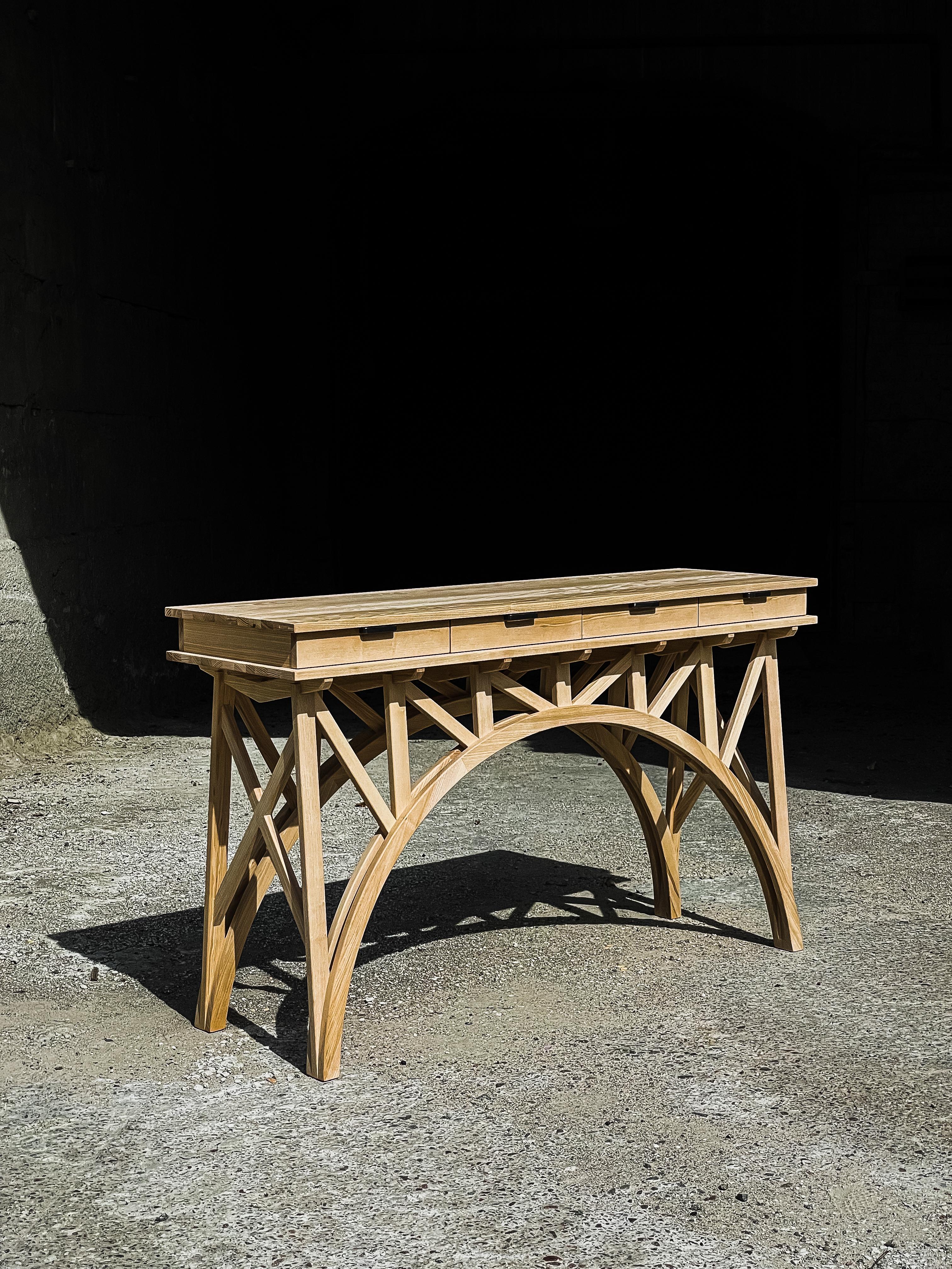 Bridge Console by Twenty Second Factory
Dimensions: D 25 x W 150 x H 88 cm
Materials: Ash.

The 