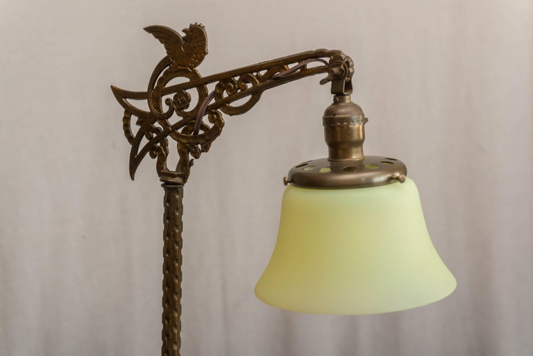 Bridge Lamp with Vaseline Glass Components and a Vaseline Glass Shade at  1stDibs