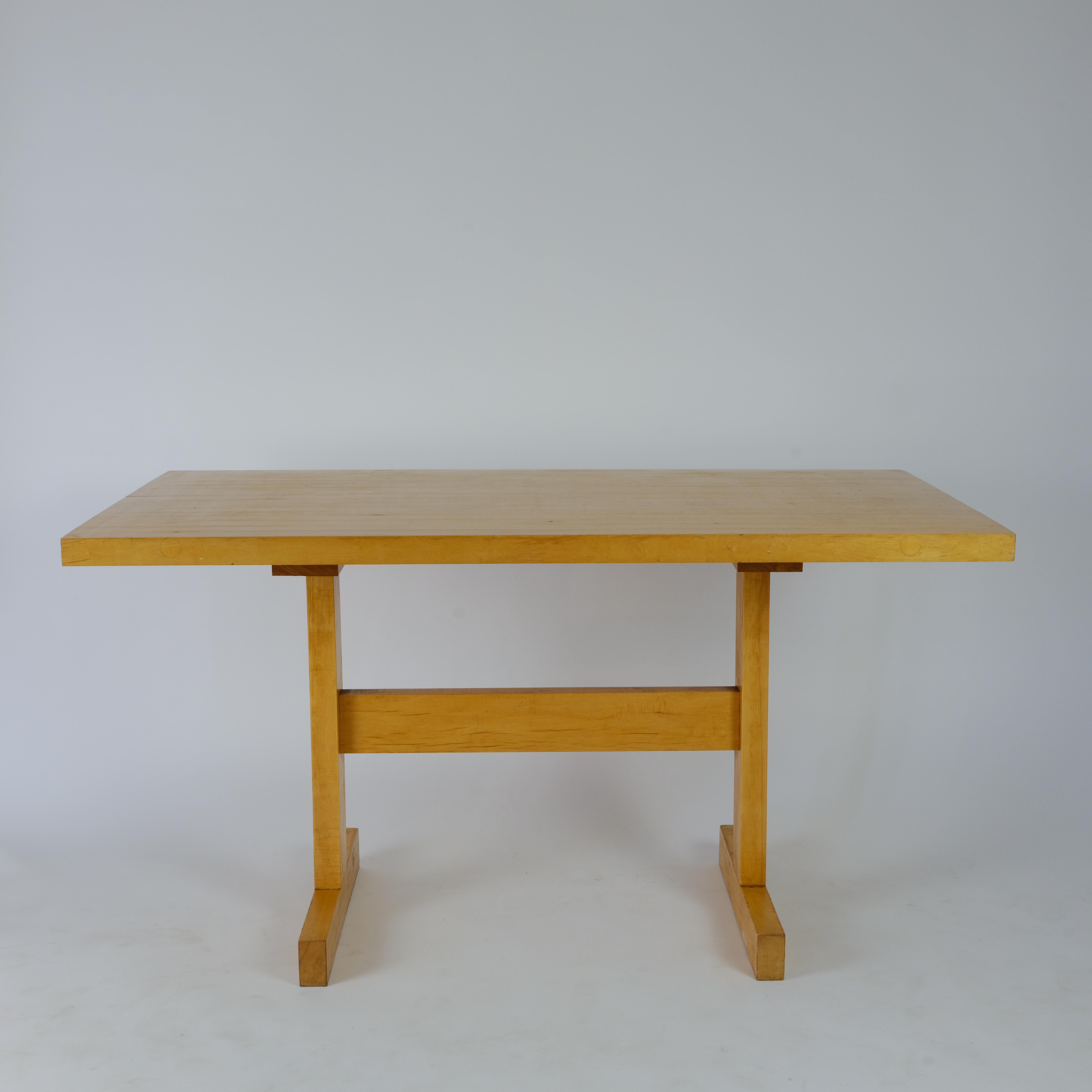 Scandinavian Modern Bridge Leg Table 1970's Geometric/Brutal