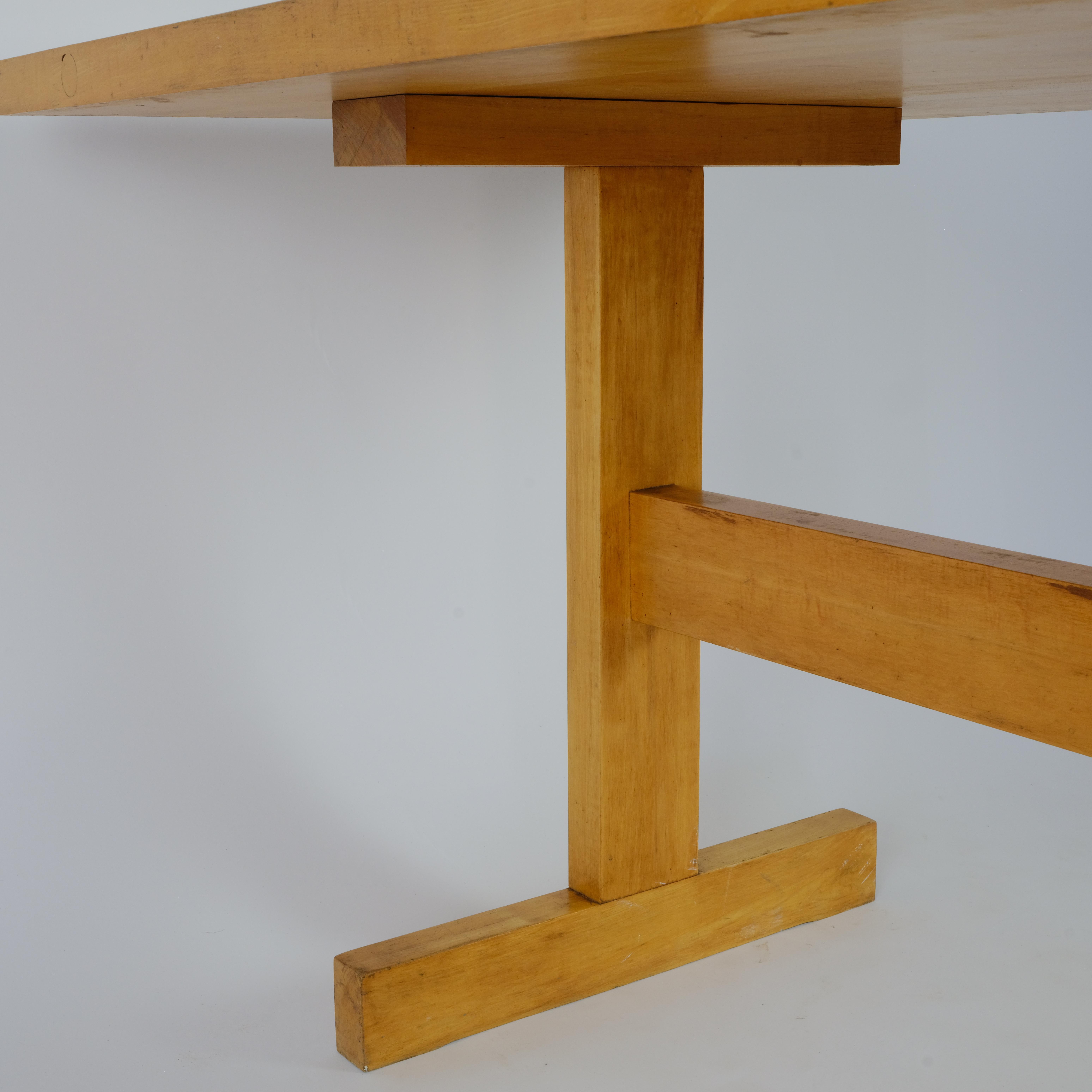 Hand-Crafted Bridge Leg Table 1970's Geometric/Brutal